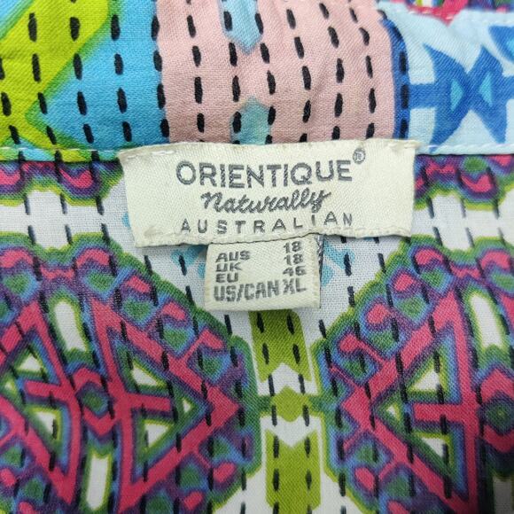 Orientique Naturally Australian Colorful Boho Geometric Artsy Eclectic Blouse XL - Picture 7 of 13